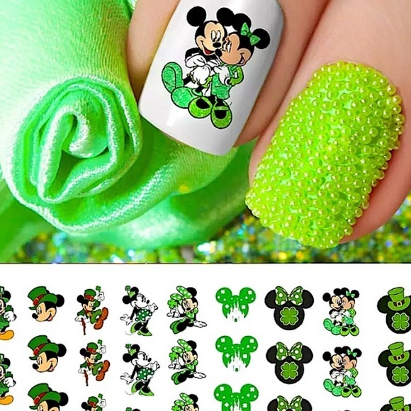Disney Other - 💌BO/GO$6 🍀 St. Patrick’s Day Mickey Clovers Transfer Nail Decals Minnie
